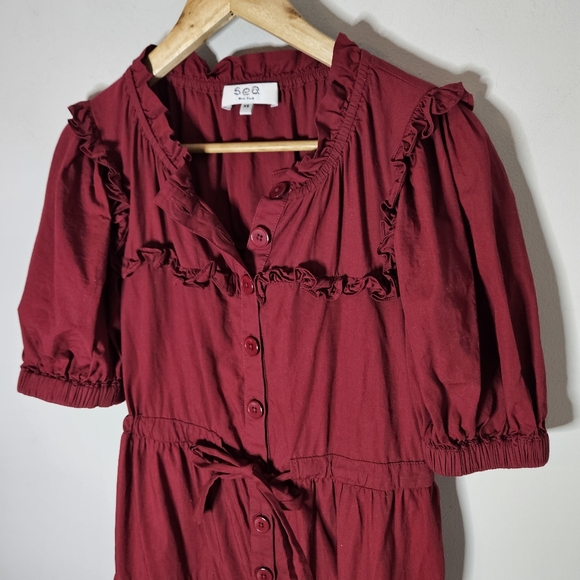 Sea New York Womens Sibylle Tiered Midi Dress Dark Red XS - Picture 4 of 7